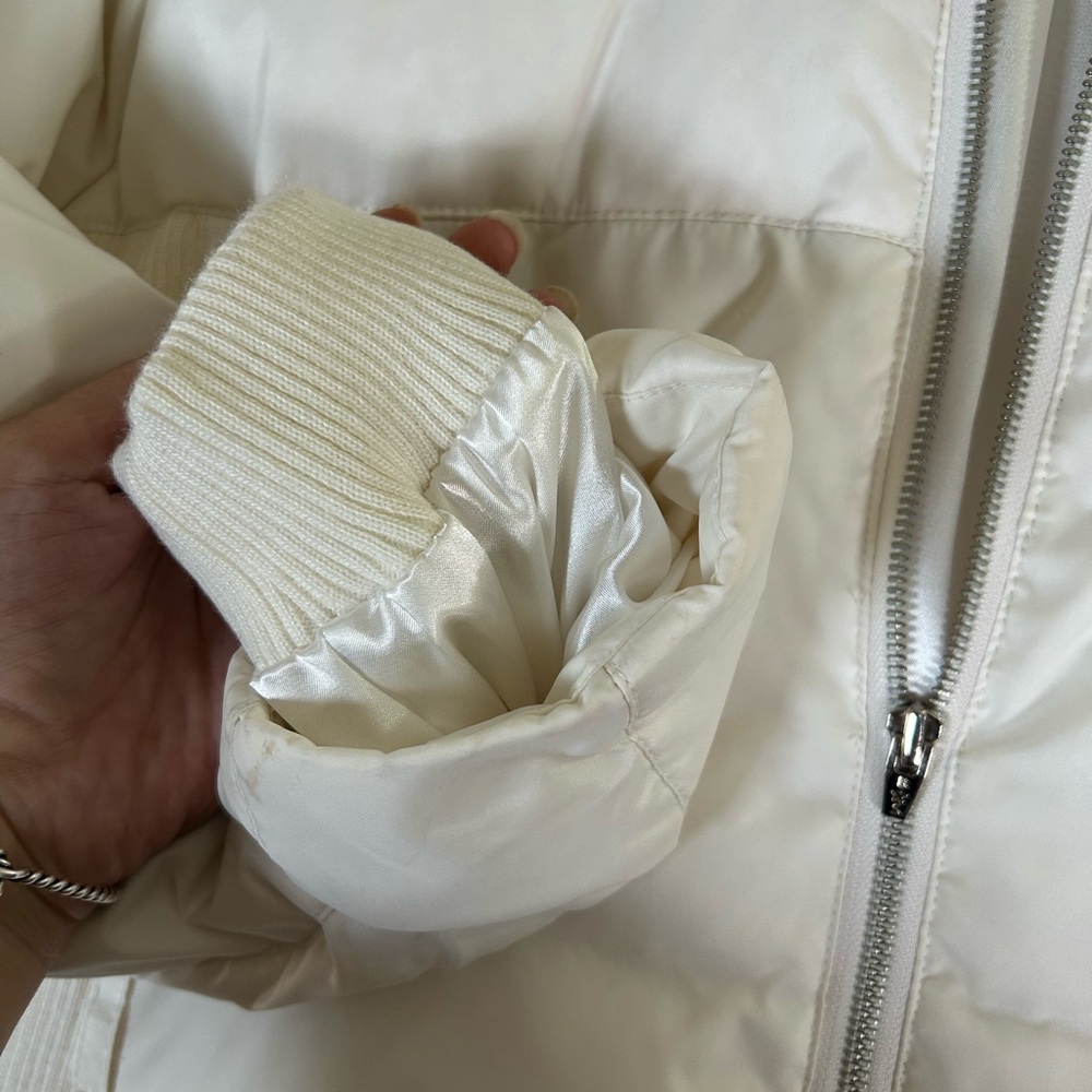 Bebe sport white down filled puffer jacket with rabbit fur lined removable hood - Picture 15 of 16